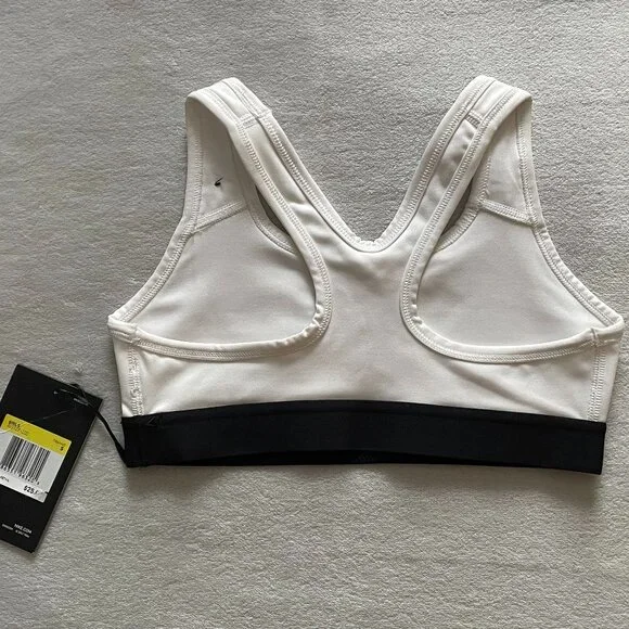 White with Black Nike Swoosh and Trim, Size S Kids Spot Bra, NEW! - Picture 7 of 8